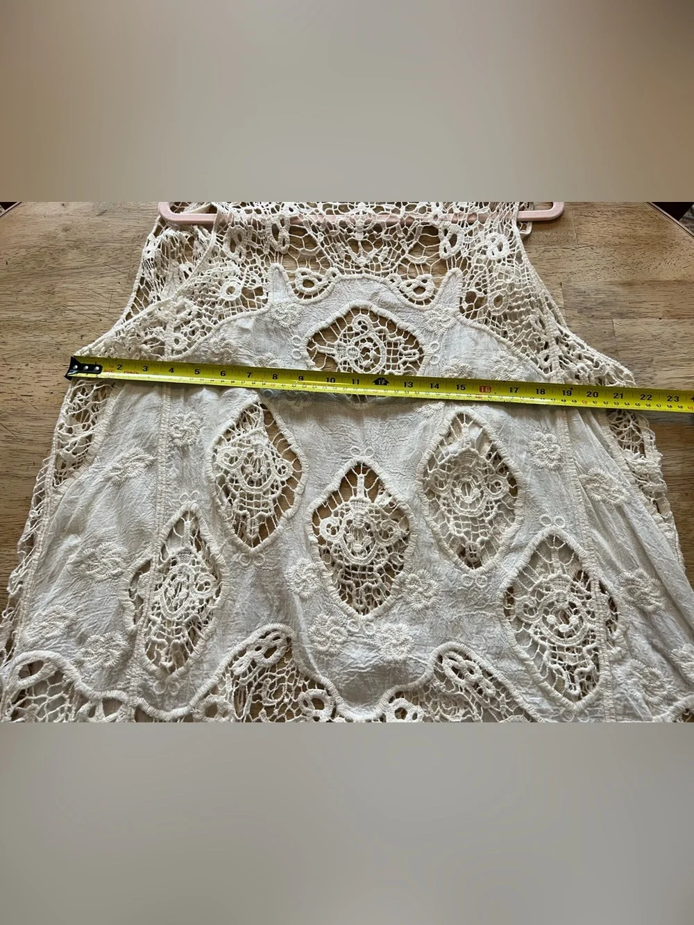 Boho Crochet Lace Open-Front Vest - Cream